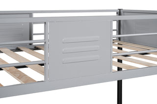 Sunvega Twin over Twin Bunk Bed with Metal Frame and Guardrails for Safety