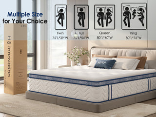 Sunvega 12 Inch Hybrid Queen Mattress with Pocket Springs and Memory Foam Support
