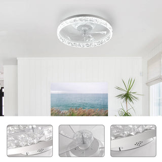 Sunvega 19" Black Iceberg Frame Bedroom Ceiling Fan with Remote Control and LED Light
