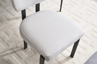 Sunvega Mid-Century Modern Upholstered Boucle Dining Chairs with Black Metal Legs