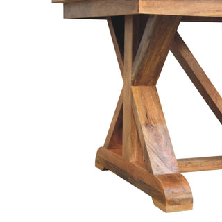 Sunvega Solid Wood Treston Dining Table with Broad Tabletop and Trestle Base
