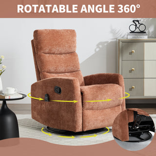 Sunvega Fabric Heat Massage Manual Recliner Chair with Rocker and Swivel for Living Room