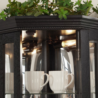 Sunvega Corner Curio Cabinet with LED Lighting and 4 Adjustable Glass Shelves
