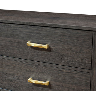 Sunvega Contemporary Gray Finish Nightstand with Gold Metallic Accents and Two Drawers