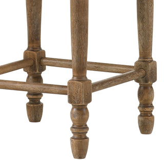 Sunvega Beige Fabric Weathered Oak Finish Counter Height Stool Set of 2