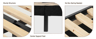 Sunvega Upholstered Platform Bed with Padded Headboard and EVA Mute Bars
