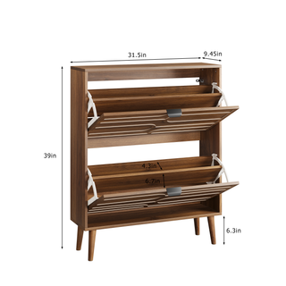 Sunvega Farmhouse Shoe Cabinet with 2 Flip Drawers and Anti-Tipping Device for Corridors