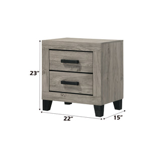 Sunvega Light Gray Finish Nightstand with Two Dovetail Drawers and Wood Construction