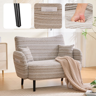 Sunvega Modern Two-Seater Sofa with Tufted Backrest and Convenient Side Storage Pockets