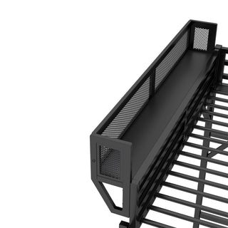 Sunvega Full Metal Loft Bed with Storage Shelf and Ladder for Kids Teens