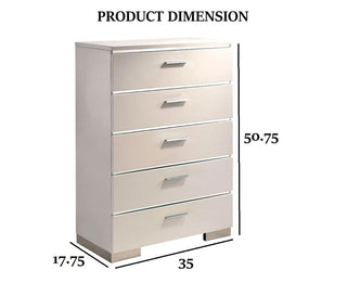 Sunvega Contemporary Style Five Drawer Chest with Chrome Accents and High Gloss Coating