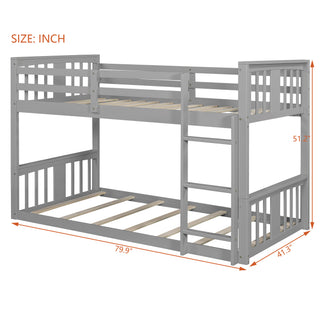 Sunvega Twin Over Twin Bunk Bed with Ladder and Guardrail for Shared Rooms