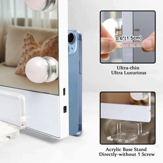 Sunvega 31.5"x22.8" Ultra-Thin Hollywood Vanity Mirror with 18 LED Lights and Remote Control