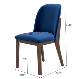 Sunvega Navy Blue Velvet Dining Chair Set of 2 with Solid Wood Legs