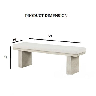 Sunvega Modern Farmhouse Plinth Base Bench with English Dovetail Natural Finish