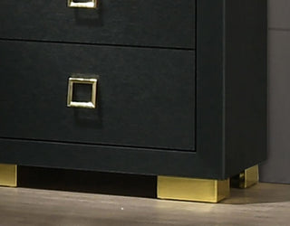 Sunvega Contemporary Black Chest with Gold Square Pulls and Metal Bracket Legs