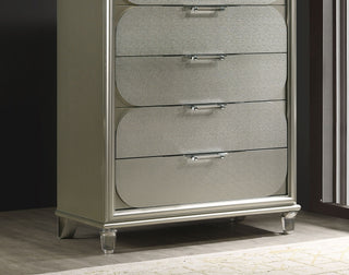 Sunvega Silver 2-Drawer Nightstand with Acrylic Handles and Embossed Panels