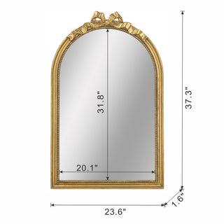 Sunvega Baroque Gold Arched Full Length Mirror with Scrollwork Crown for Living Room