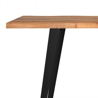 Sunvega Natural Acacia Wood Dining Table with Live Edges and Iron Legs