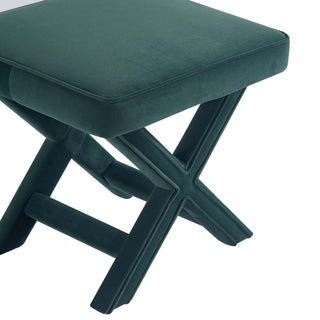 Sunvega Mid-Century Modern Velvet Accent Bench with X-Crossed Legs for Living Room
