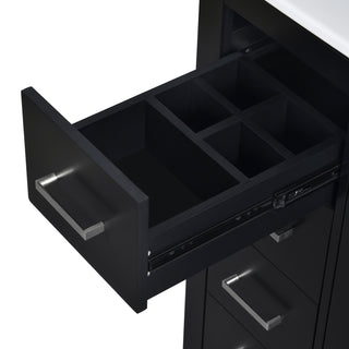 Sunvega 30 Inch Solid Wood Freestanding Bathroom Vanity with Ceramic Sink and Storage
