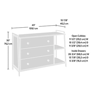 Sunvega Industrial Brown Dresser with Three Drawers and Two Open Shelves