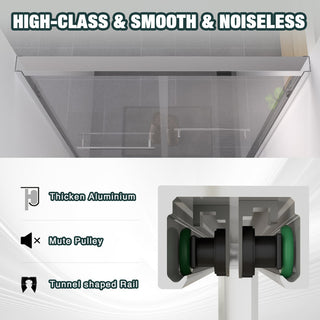 Sunvega 56-60"x58" Adjustable Aluminum Frame Double Sliding Bathtub Screen