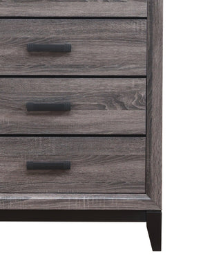 Sunvega Foil Grey Finish Chest with Black Hardware and 5 Drawers