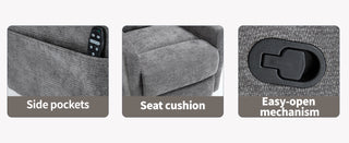 Sunvega Fabric Heat Massage Manual Recliner Chair with Rocker and Swivel for Living Room