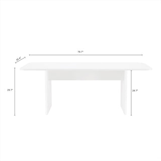 Sunvega Modern White Dining Table with Sled-Base Design for 6-8 Persons
