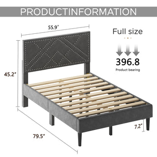 Sunvega Luxurious Queen Bed Frame with Linen Storage Headboard and Under Bed Storage