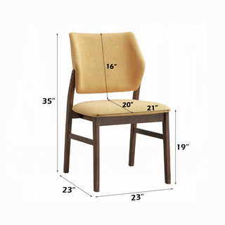 Sunvega Farmhouse Style Yellow Fabric and Walnut Finish Dining Side Chairs Set of 2