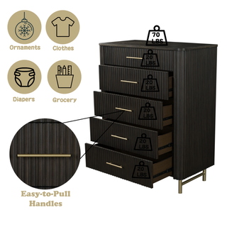 Sunvega Espresso Finish Chest with Smooth Metal Glides and Dovetail Joints