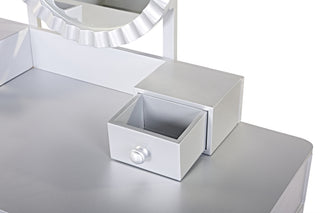 Sunvega Elegant Vanity Desk with Sunflower Mirror Height-Adjustable Dressing Table Set