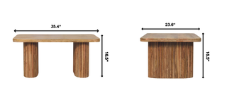 Sunvega Solid Mango Wood Soba Bench with Chunky Legs and Oak Finish