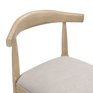 Sunvega Mid-Century Modern Rubberwood Counter Stool with Curved Backrest and Puffy Seat