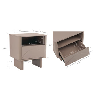Sunvega Modern Mocha Nightstand with Drawer and Shelf for Bedroom Use