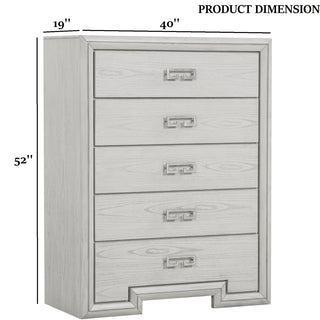 Sunvega Transitional Rustic White Bedroom Chest with Metal Handles and Ball Bearing Glides
