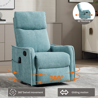 Sunvega Fabric Swivel Rocker Recliner Chair with Massage and Lumbar Heat for Living Room