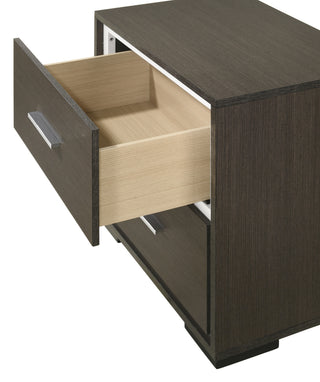 Sunvega Contemporary Dark Gray Nightstand with Two Drawers and Chrome Accents