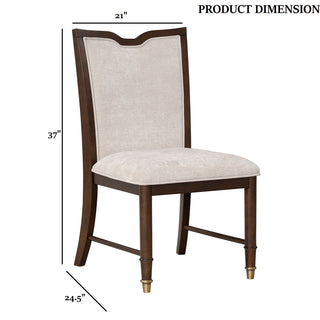 Sunvega 2pc Dark Cherry Finish Side Chair with Gold Capped Legs and Upholstered Seat