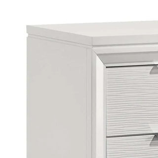 Sunvega White Nightstand with Two Silver Metal Drawers for Bedroom