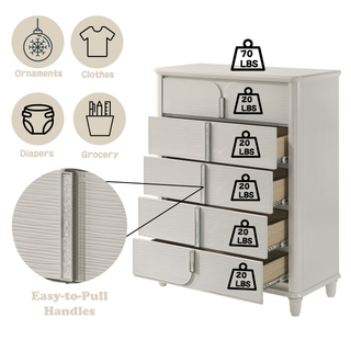 Sunvega Sleek Modern Nightstand with Two Spacious Drawers in Pearl White Finish