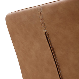 Sunvega Modern Brown Faux Leather Dining Chairs with Scoop Seat and Steel Legs