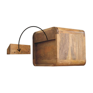 Sunvega Solid Mango Wood Mini Floating Bedside Table with 2 Drawers