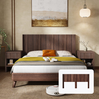 Sunvega Modern Farmhouse Queen Headboard with Realistic Wood Grain and 3D Carving