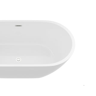 Sunvega 59 Inch Acrylic Freestanding Soaking Tub with Gold Overflow Drain