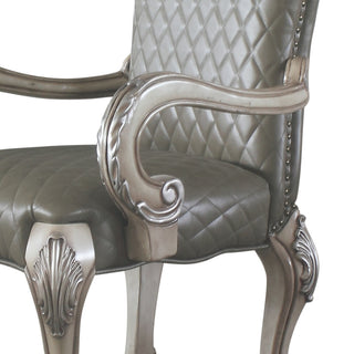 Sunvega Vintage Bone White Finish Synthetic Leather Arm Chair Set of 2