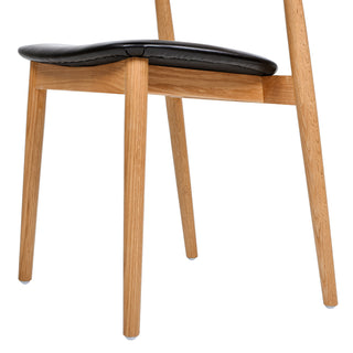 Sunvega Stackable Solid Oak Dining Chair with Faux Leather Upholstery