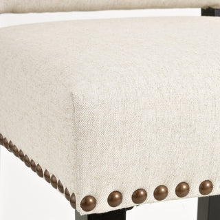 Sunvega Beige Polyester Upholstered Dining Chair with Bronze Studs